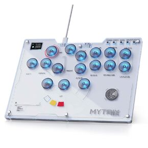 Mytrix Arcade Stick for Haute42 16Keys All-Button Leverless Controller for PC/PS4/PS3/Switch/Steam, Turbo Functions, RGB Light, Supports Hot Swap, SOCD, Removable Plate - Interstellar Design
