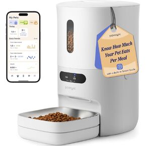 Automatic Cat Feeder with App, Smart Scale Tracking, Custom Feeding Schedules, 3.6L Capacity for Cats & Small Dogs, Up to 10 Meals/Day, Stainless Steel Bowl, Desiccant Bag, Dual Power Supply