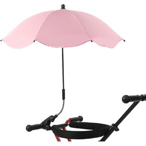 Baby Umbrella Stroller Parasol with Clamp Adjustable, UV Protection Clip on Umbrella Stroller for Toddlers 1-3 Stroller Sun Shade Umbrella for Trolley, Beach Chair, Wheelchair, Travel