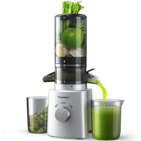 Juicer Machines, TUUMIIST Cold Press Juicer with 4.25'' Large Feed Chute Fit Whole Vegetable And Fruit, Masticating Juicer Easy To Clean, Pink