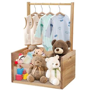 Orionstar Wooden Baby Shower Crate Closet, Baby Gift Basket with Handle, Baby Shower Basket Closet for Baby Clothes, Pregnancy Gifts for New Parents