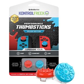 KontrolFreek Splash Performance Thumbsticks for Nintendo Switch Joy-Con Controller | Concave | Blue/Red