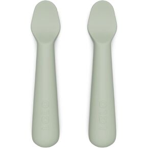 Lalo Little Spoon Set - 2 Piece Baby Spoons Set for Infants & Babies - Made From Food Grade Silicone Dishwasher Safe - Baby Feeding Essentials for Early Stage Mealtime - Sage