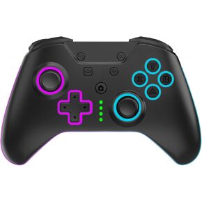 وحدة تحكم Xbox One من SANGDER، وحدة تحكم Xbox LED لاسلكية بإضاءة LED لأجهزة Xbox One X/S Xbox One Series X/S، وحدة تحكم Xbox One اللاسلكية مع محول لاسلكي 2.4 جيجا هرتز، مع مقبس صوت 3.5 ملم، أسود in Kuwait