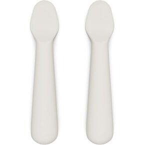 Lalo Little Spoon Set - 2 Piece Baby Spoons Set for Infants & Babies - Made From Food Grade Silicone Dishwasher Safe - Baby Feeding Essentials for Early Stage Mealtime - Oatmeal