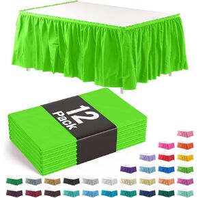 Exquisite Black Table Skirt 6 Pack 29" X 14' Disposable Plastic Table Skirts for Rectangle Tables 6ft + or Round Tables - Ruffle Table Skirt with Adhesive Strip - Gender Reveal Decor & Party