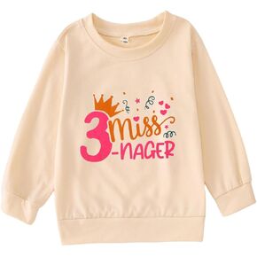 MODNTOGA Birthday Sweatshirt Toddler Girl 2nd 3rd 4th 5th Birthday Graphic Shirt Little Miss Print Pullovers Long Sleeve Tops
