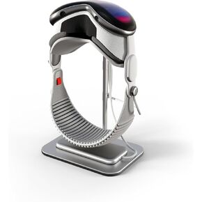 حامل من سبائك الألومنيوم من iofeiwak لجهاز Apple Vision Pro والبطارية والكابل - حامل ABS خفيف الوزن مع قاعدة سيليكون مضادة للانزلاق - فضي
