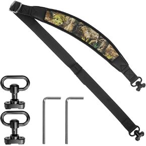 2 PCS 2 Point Sling Strap with QD Swivels, Durable Shoulder Padded Strap, Length Adjustable Shoulder Strap for Outdoors (Landscape + Camouflage)
