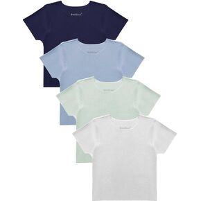 Unisex Baby Solid Lyocell T-Shirts,Toddler Boys Girls Short/Long Sleeve Tee,Minimalist Design,New Generation Tops,4 Pack