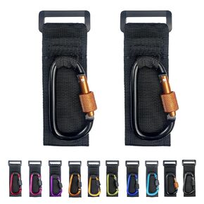 [Upgrade]Baby Stroller Hook with Locking, Carry 30 lbs per Stroller Clip, Baby Stroller Accessories & Car Seat Hook for Hanging Diaper Bag, Golf, Shopping and Pet Cart (2 Pcs + Nylon + Black)
