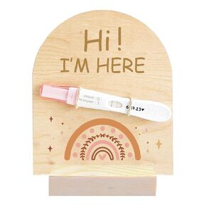 FREEBLOSS Wooden Pregnancy Announcement Sign Pregnancy Announcement for Dad Baby Reveal Ideas for Husband Hi Daddy Pregnancy Test Keepsake Wooden Sign for New Dad Our New Adventure