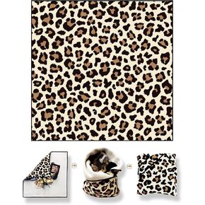 Makeup Wrap Cloth Bag, Magic Self-Adhesive Cloth, Portable Cosmetic Bag for Travelling, Camera Lens Wrap Cloth, Cosmetic Bag Magic Cloth, Open Lay Flat Makeup Bag, Wrap Cat Cloth (Leopard, 50*50cm)