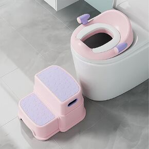 Potty Training Toilet Seat with Kids Step Stool Anti-Slip Toddler Potty Seat with Soft Cushion, Baby Potty Training Set Toddlers Toilet Seat for Boys and Girls (Green)