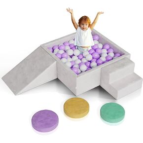 Kindy Korner 6 Piece Foam Climbing Blocks for Toddlers 1-3, Toddler Climbing Toys Indoor, Baby Climbing Blocks, Soft Play Set, Soft Play Climbing for Toddlers, Baby Climbing Toys, Baby Ball Pit