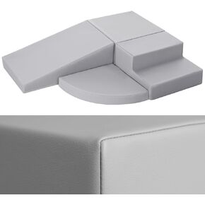 4-Piece Gray PU Leather Baby Foam Climbing Blocks for Toddlers - Soft Play Climbing Toys for Toddlers - Foam Climbing Set for Crawling and Sliding Indoor