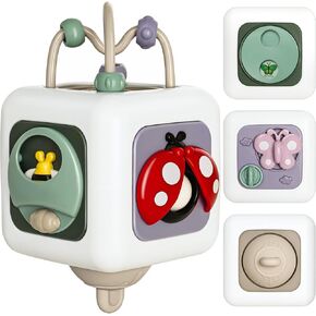 Montessori Educational Insect Busy Cube Toys for 1+ Year Old Boys Girls, Airplane Travel Sensory Toys for Toddlers 1-3, 1st Birthday Gifts 6 12 Months