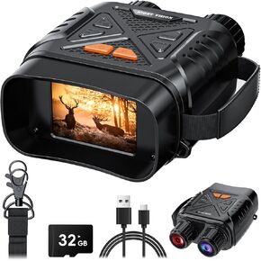 Night Vision Goggles, SKYBASIC Night Vision Binoculars for Adults, 10X Digital Zoom, 2.8'' HD Screen Binoculars Camera can Take Photo and Video with 32GB TF Card, Support Connecting to Computer