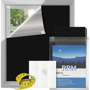 RRM Blackout Curtains for Bedroom, 79"x57" Blackout Shades with Hook & Loop Tapes for 100% Blackout Window Shades, DIY Temporary Blackout Blinds Curtain for Baby Nursery, Travel, Dorm