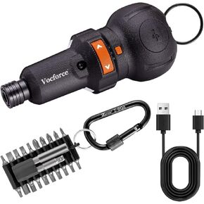 4V Electric Screwdriver 3-Speed 400rpm 10N·m Max, Cordless Rechargeable Lithium Power Screwdriver w/ 1/4" Hex, USB-C Cable, LED Light and 22 Bits, 5" Compact Perfect for Small Space