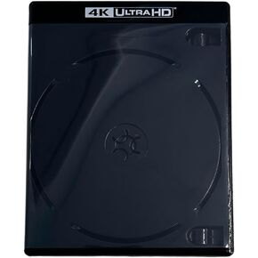 MediaPack4All (4K UHD) Black 12.5mm Double Blu-Ray Case for CD/DVD Storage, Double Capacity (10)