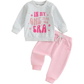 Infant Baby Girls First Birthday Outfit in My One Year Old Era Sweatshirt and Jogger Pants Set Fall Clothes