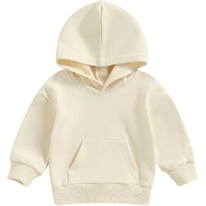 Toddler Baby Boy Girl Hoodies Solid Color Long Sleeve Kangaroo Pocket Hooded Sweatshirt Top Fall Winter Clothes