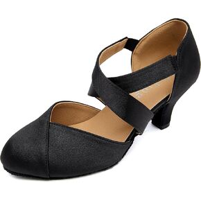 YYTing Women Swing Latin Ballroom Dance Shoes (Closed Toe, Suede Sole, Elastic Closure) 2.5 inch Heel YT28 in Kuwait