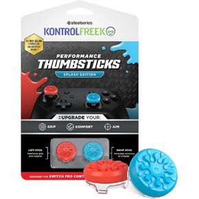 KontrolFreeek Splash for Nintendo Switch Pro Controller | Performance Thumbsticks | Concave | Blue/Red