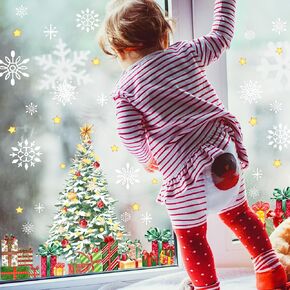 Christmas Window Stickers Xmas Trees Window Decals Gift Box Window Decorations for Home Office Christmas Party Decorations