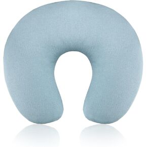Baby Nursing Pillow Cover, Removeable Breastfeeding Pillow Slipcover, Muslin Nursing Pillow Case for Newborn Boys Girls, Soft Fabric Fits Snug On Infant, Washable & Breathable, Blue (Cover Only)