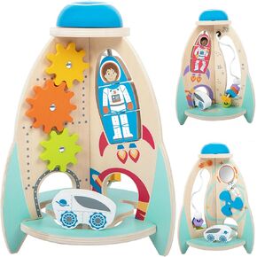 Wooden Montessori Rocket Ship, Activity Cube Toys for 18M+ Baby, Montessori Toys for 1 Year Old Boy & Girl Birthday Gifts, 1 Year Old boy Toys Multipurpose Educational Toy for Toddler