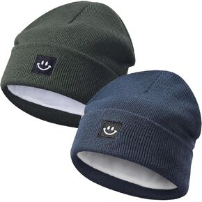 MaxNova 2 Pack Baby Beanie Fleece Lined Knit Toddler Hat for Girls Boys 0-8 Years