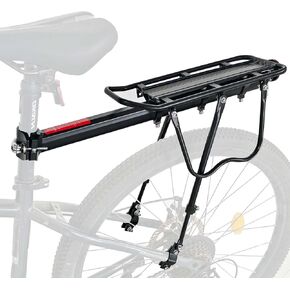 Rear Bike Rack, Aluminum Alloy Bike Cargo Pannier Rack for Back of Bike 110 Lb Quick Release Bike Reflective Adjustable Luggage Touring Carrier Cargo Rack Mountain Road Bicycle Rack Black