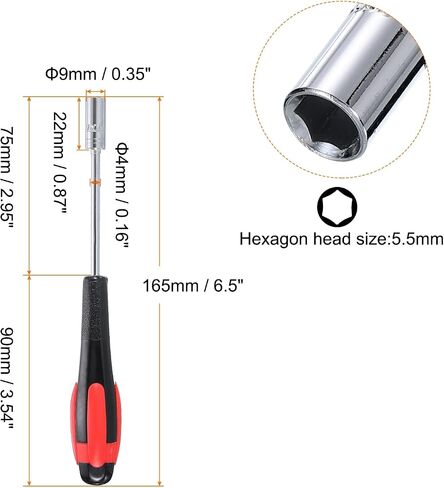 HARFINGTON 2pcs Metric Nut Driver 4.5mm Dia 75mm Shank Non-Magnetic 6 Point Hex Socket Screwdriver with Non-Slip Handle for Tightening and Loosening Fasteners in Kuwait