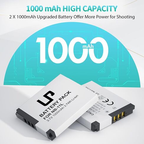LP NB-11L Battery, 2-Pack 1000mAh Battery Compatible with Canon PowerShot A2300 is, A2400 is, A2500, A2600, A3400 is, A3500 is, A4000 is, ELPH 110 HS, ELPH 130 HS, ELPH 135 is, ELPH 140 is and More in Kuwait