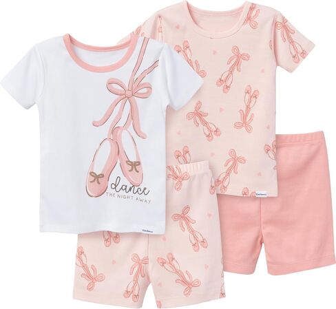Gerber Baby Girls' Toddler Snug Fit 4-Piece Pajama Short Set in Kuwait