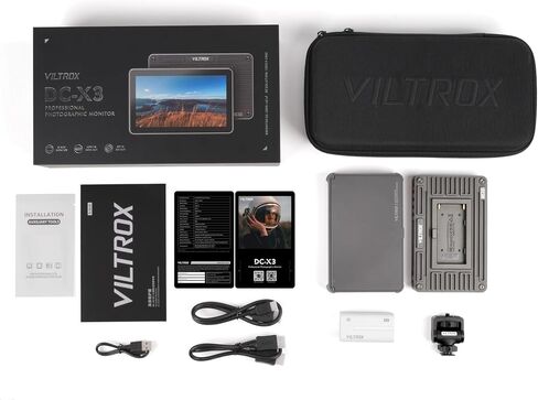 شاشة كاميرا VILTROX DC-X3 تعمل باللمس FHD IPS، 2000 شمعة في المتر المربع 4K SDI HDMI في/خارج طقم شاشة فيديو ميدانية مع غطاء مظلة، LUT ثلاثي الأبعاد، شكل موجي، الرسم البياني وأدوات Vectorscope، أسود in Kuwait