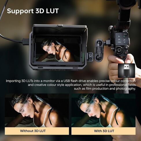 شاشة كاميرا VILTROX DC-X3 تعمل باللمس FHD IPS، 2000 شمعة في المتر المربع 4K SDI HDMI في/خارج طقم شاشة فيديو ميدانية مع غطاء مظلة، LUT ثلاثي الأبعاد، شكل موجي، الرسم البياني وأدوات Vectorscope، أسود in Kuwait