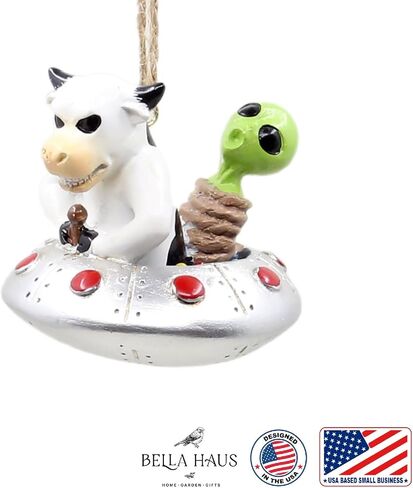 Bella Haus Design Christmas Shoppe: UFO Riding in Flying Saucer Ornament - خذني إلى ديكور سفينة الفضاء المريخية الرائدة - مثالي لتبادل الهدايا السرية لسانتا والفيل الأبيض in Kuwait
