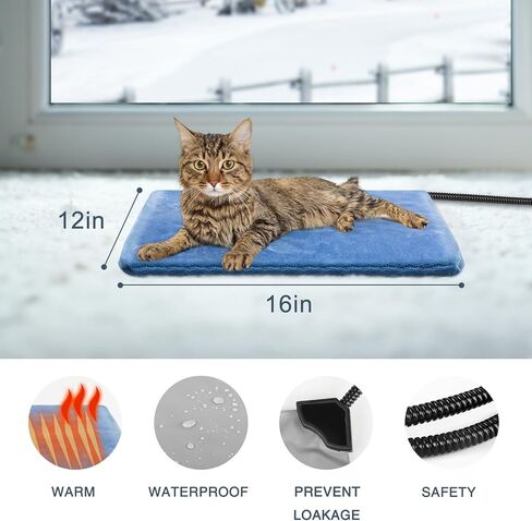 Pet Heating Pad for Cats and Dogs Outdoor,Indoor Warming Cat Heating Pad, Waterproof Dog Heating Pad Outdoor with Chew Resistant Cord, Pet Heater Warmer Blanket for Puppy & Kitten18*18 in in Saudi Arabia