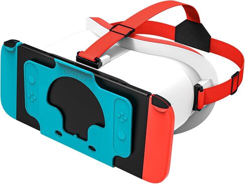 سماعة رأس VR مصممة لجهاز Nintendo Switch & Switch OLED، نظارات الواقع الافتراضي مع عدسات HD قابلة للتعديل، حزام الرأس، نظارات ثلاثية الأبعاد لجهاز Nintendo Switch OLED (أحمر) in Saudi Arabia