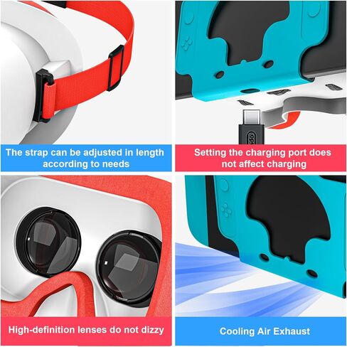سماعة رأس VR مصممة لجهاز Nintendo Switch & Switch OLED، نظارات الواقع الافتراضي مع عدسات HD قابلة للتعديل، حزام الرأس، نظارات ثلاثية الأبعاد لجهاز Nintendo Switch OLED (أحمر) in Saudi Arabia