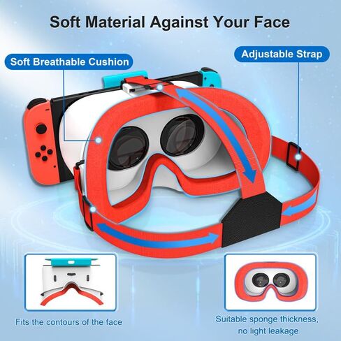 سماعة رأس VR مصممة لجهاز Nintendo Switch & Switch OLED، نظارات الواقع الافتراضي مع عدسات HD قابلة للتعديل، حزام الرأس، نظارات ثلاثية الأبعاد لجهاز Nintendo Switch OLED (أحمر) in Saudi Arabia