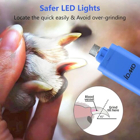 ماكينة تشذيب أظافر الكلاب - مطحنة أظافر قوية بسرعتين - مع إضاءة LED آمنة ومؤشر سعة البطارية ومقص أظافر هادئ من النوع C قابل لإعادة الشحن عبر USB للكلاب/القطط (أحمر) in Saudi Arabia