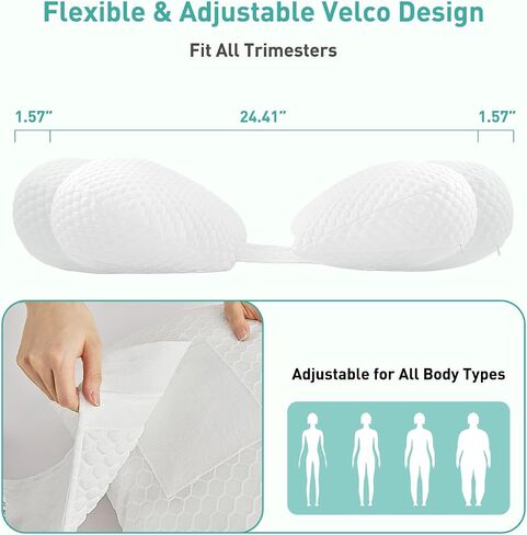 Pregnancy Pillow Cooling for Sleeping, Detachable and Adjustable Double-Sided Support Maternity Pillow Skin-Friendly for Pregnant Women Back, HIPS, Legs(30°Slope Design Verified by Expectant Mothers) in Kuwait
