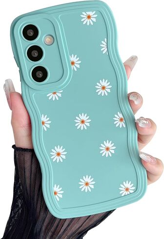 ZTOFERA متوافق مع حافظة Samsung Galaxy S23 FE 5G، إطار مموج فريد من نوعه بنمط ديزي، تغطية كاملة من السيليكون السائل الناعم المقاوم للصدمات وحافظة واقية للعدسات لهاتف Samsung S23 FE، بيج in Saudi Arabia