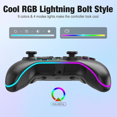 وحدة تحكم Xbox One من SANGDER، وحدة تحكم Xbox LED لاسلكية بإضاءة LED لأجهزة Xbox One X/S Xbox One Series X/S، وحدة تحكم Xbox One اللاسلكية مع محول لاسلكي 2.4 جيجا هرتز، مع مقبس صوت 3.5 ملم، أسود in Kuwait