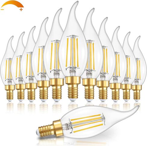 مصابيح شمعدان E12 LED قابلة للتعتيم بقدرة 60 وات مكافئة، 2700K أبيض دافئ 700 لومن مصابيح إضاءة ثريا، 6 وات طرف اللهب CA11 لمبات ضوء الشموع، 90+CRI، 12 حزمة in Saudi Arabia