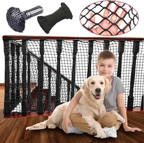 Stair Netting Child Safety Rope Net for Pets，Apartment，Balcony，Trampoline，Playground，Driveway Net for Kids Safety，Sports Netting Baseball Softball Net (Black, 3.3FTx6.6FT) in Saudi Arabia